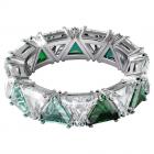 Millenia cocktail ring Triangle cut crystals, Green