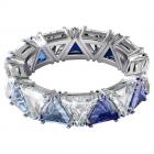 Millenia cocktail ring Triangle cut crystals, Blue Rhodium plated
