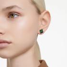 Σκουλαρίκια με καραφάκι Idyllia Τριφύλλι, Πράσινα, Επιμετάλλωση σε χρυσαφί τόνο