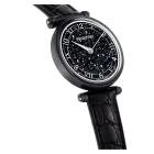 Ρολόι Crystalline Wonder Eλβετικής κατασκευής, Δερμάτινο λουράκι, Μαύρο, Μαύρο φινίρισμα
