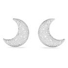 Σκουλαρίκια με κλιπ Luna Φεγγάρι, Λευκά, Επιμετάλλωση ροδίου