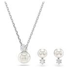 Σετ Matrix Crystal pearl, Στρογγυλή κοπή, Λευκό, Επιμετάλλωση ροδίου
