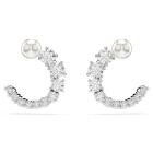 Κρίκοι Matrix Crystal pearl, Στρογγυλή κοπή, Λευκά, Επιμετάλλωση ροδίου