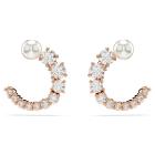 Κρίκοι Matrix Crystal pearl, Στρογγυλή κοπή, Λευκά, Επιμετάλλωση σε ροζ χρυσαφί τόνο