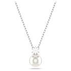 Μενταγιόν Matrix Crystal pearl, Στρογγυλή κοπή, Λευκό, Επιμετάλλωση ροδίου