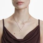 Μενταγιόν Matrix Crystal pearl, Στρογγυλή κοπή, Λευκό, Επιμετάλλωση σε ροζ χρυσαφί τόνο