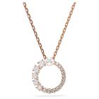 Μενταγιόν Matrix Crystal pearl, Στρογγυλή κοπή, Λευκό, Επιμετάλλωση σε ροζ χρυσαφί τόνο