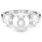 Δαχτυλίδι Matrix Crystal pearl, Στρογγυλή κοπή, Λευκό, Επιμετάλλωση ροδίου