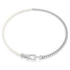 Κολιέ Dextera Pavé, Crystal pearl, Λευκό, Επιμετάλλωση ροδίου