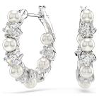 Σκουλαρίκια-σταγόνα Matrix Crystal pearl, Στρογγυλή κοπή, Λευκά, Επιμετάλλωση ροδίου