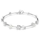 Βραχιόλι Tennis Constella Crystal pearl, Στρογγυλές κοπές, Λευκό, Επιμετάλλωση ροδίου