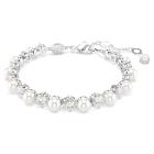Βραχιόλι Tennis Matrix Crystal pearl, Στρογγυλή κοπή, Λευκό, Επιμετάλλωση ροδίου