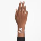 Άκαμπτο βραχιόλι Ariana Grande x Swarovski Crystal pearl, Κοπή Baguette, Λευκό, Επιμετάλλωση ροδίου