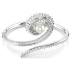 Άκαμπτο βραχιόλι Ariana Grande x Swarovski Crystal pearl, Κοπή Baguette, Λευκό, Επιμετάλλωση ροδίου