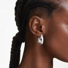 Κρίκοι Ariana Grande x Swarovski Crystal pearl, Κοπή Baguette, Λευκά, Επιμετάλλωση ροδίου