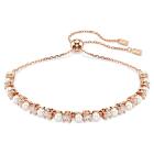 Βραχιόλι Tennis Matrix Crystal pearl, Στρογγυλές κοπές, Λευκό, Επιμετάλλωση σε ροζ χρυσαφί τόνο
