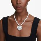 Κολιέ Ariana Grande x Swarovski Crystal pearl, Κοπή Heart, Καρδιά, Λευκό, Επιμετάλλωση ροδίου