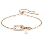 Βραχιόλι Constella Crystal pearl, Στρογγυλή κοπή, Λευκό, Επιμετάλλωση σε ροζ χρυσαφί τόνο