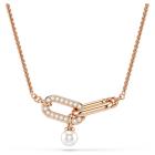 Μενταγιόν Constella Crystal pearl, Στρογγυλή κοπή, Λευκό, Επιμετάλλωση σε ροζ χρυσαφί τόνο