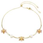 Κολιέ Idyllia Crystal pearl, Μείξη κοπών, Λουλούδι, Πολύχρωμο, Επιμετάλλωση σε χρυσαφί τόνο