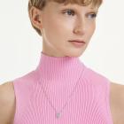 Μενταγιόν Symbolica Crystal pearl, Στρογγυλή κοπή, Pavé, Πέταλο, Λευκό, Επιμετάλλωση ροδίου