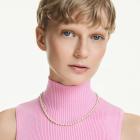 Κολιέ Tennis Matrix Crystal pearl, Στρογγυλή κοπή, Λευκό, Επιμετάλλωση σε χρυσαφί τόνο