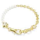 Βραχιόλι Idyllia Crystal pearl, Λευκό, Επιμετάλλωση σε χρυσαφί τόνο