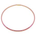 Κολιέ Tennis Matrix Στρογγυλή κοπή, Ροζ, Επιμετάλλωση σε χρυσαφί τόνο