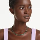 Κολιέ Tennis Matrix Στρογγυλή κοπή, Πράσινο, Επιμετάλλωση ρουθηνίου