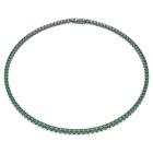 Κολιέ Tennis Matrix Στρογγυλή κοπή, Πράσινο, Επιμετάλλωση ρουθηνίου