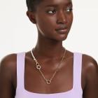 Κολιέ Idyllia Crystal pearl, Λευκό, Επιμετάλλωση σε χρυσαφί τόνο