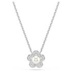 Μενταγιόν Ariana Grande x Swarovski Crystal pearl, Στρογγυλή κοπή, Λουλούδι, Λευκό, Επιμετάλλωση ροδίου