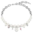 Κολιέ Idyllia Crystal pearl, Μείξη κοπών, Λευκό, Επιμετάλλωση ροδίου