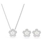 Σετ Ariana Grande x Swarovski Crystal pearl, Στρογγυλή κοπή, Λουλούδι, Λευκό, Επιμετάλλωση ροδίου