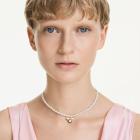 Τσόκερ Idyllia Crystal pearl, Μείξη κοπών, Μέλισσα, Λευκό, Φινίρισμα με χρυσό 18 καρατίων